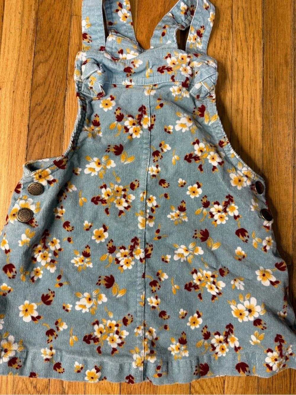 Tahari 24M Blue Floral Corduroy A-line Pinafore Dress